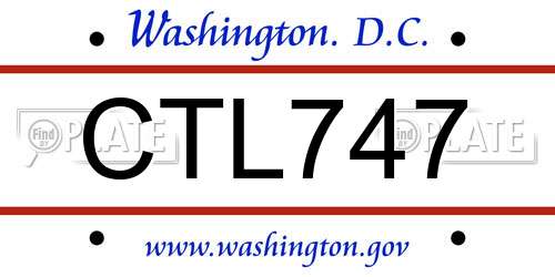 CTL747 District Of Columbia License Plate