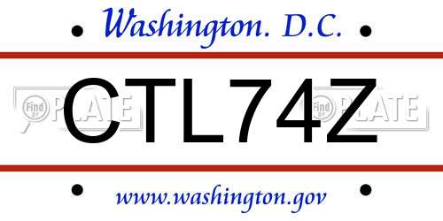 CTL74Z District Of Columbia License Plate