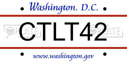 CTLT42 District Of Columbia License Plate