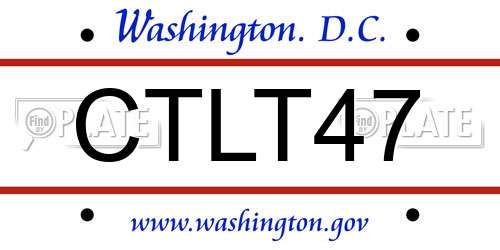 CTLT47 District Of Columbia License Plate