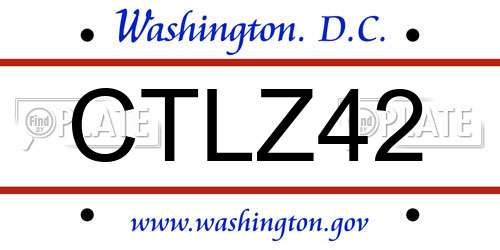 CTLZ42 District Of Columbia License Plate