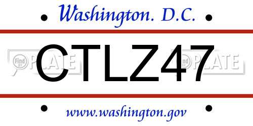 CTLZ47 District Of Columbia License Plate