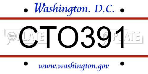 CTO391 District Of Columbia License Plate