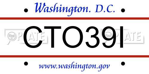 CTO39I District Of Columbia License Plate