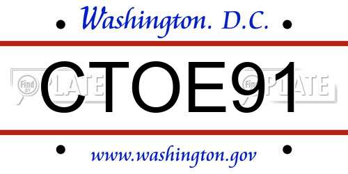 CTOE91 District Of Columbia License Plate
