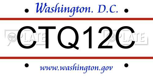 CTQ12C District Of Columbia License Plate