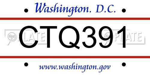 CTQ391 District Of Columbia License Plate