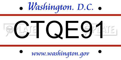 CTQE91 District Of Columbia License Plate
