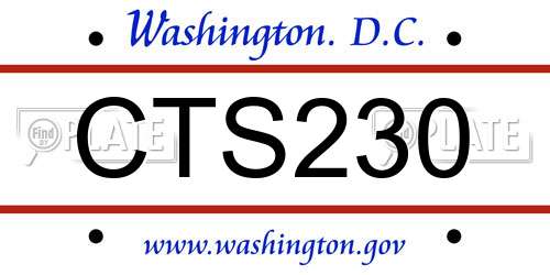 CTS230 District Of Columbia License Plate