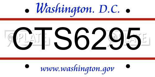 CTS6295 District Of Columbia License Plate