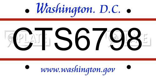 CTS6798 District Of Columbia License Plate
