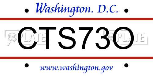 CTS73O District Of Columbia License Plate