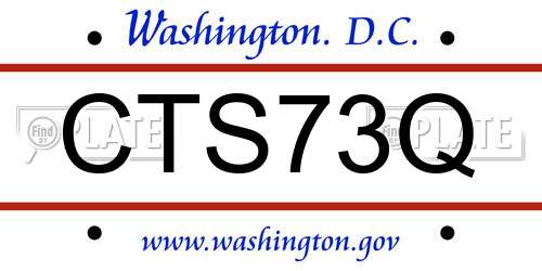 CTS73Q District Of Columbia License Plate