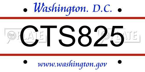 CTS825 District Of Columbia License Plate