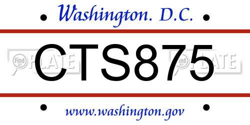 CTS875 District Of Columbia License Plate