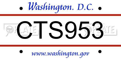 CTS953 District Of Columbia License Plate