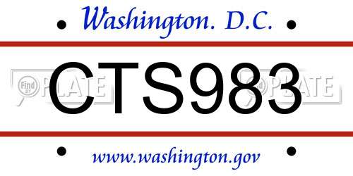 CTS983 District Of Columbia License Plate