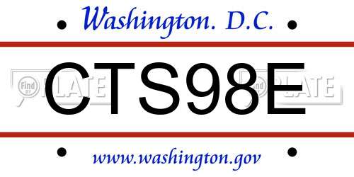 CTS98E District Of Columbia License Plate