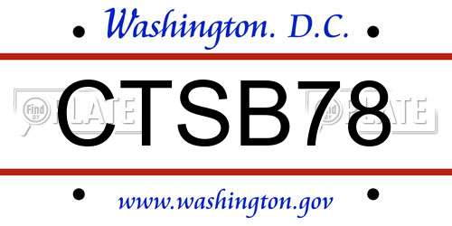CTSB78 District Of Columbia License Plate