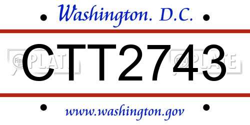 CTT2743 District Of Columbia License Plate