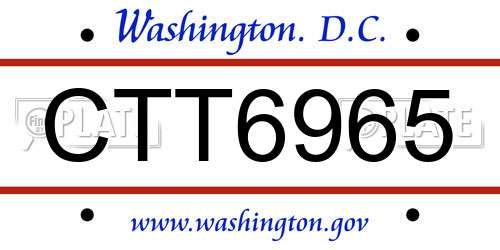 CTT6965 District Of Columbia License Plate