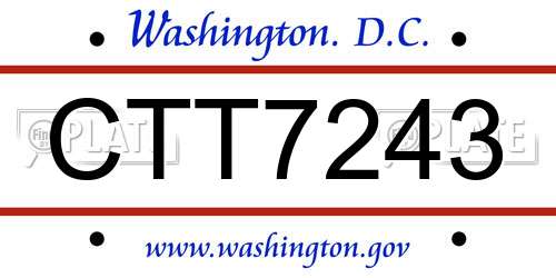 CTT7243 District Of Columbia License Plate