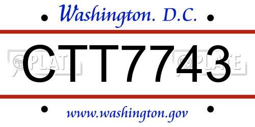 CTT7743 District Of Columbia License Plate
