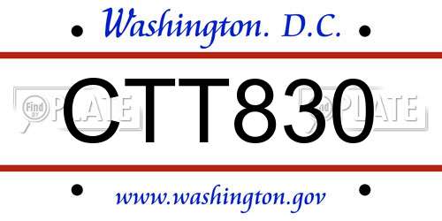CTT830 District Of Columbia License Plate