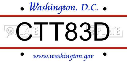 CTT83D District Of Columbia License Plate