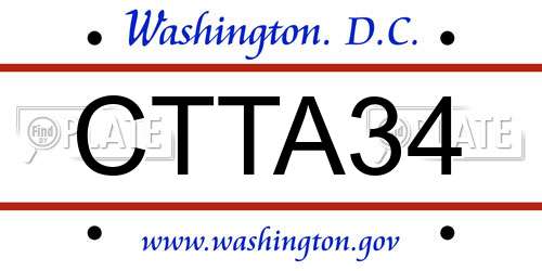 CTTA34 District Of Columbia License Plate