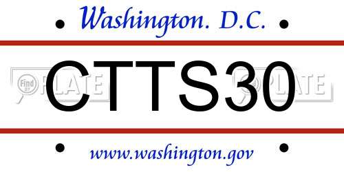 CTTS30 District Of Columbia License Plate