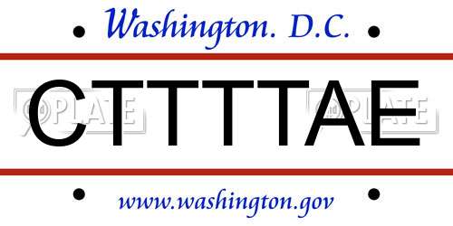 CTTTTAE District Of Columbia License Plate