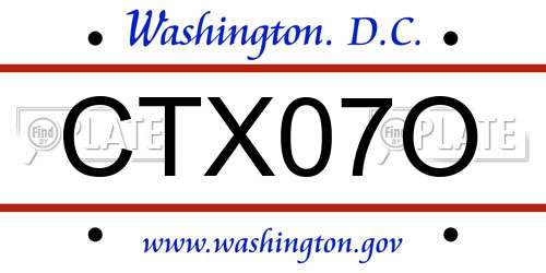 CTX07O District Of Columbia License Plate