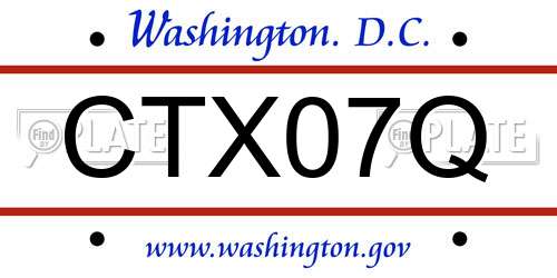 CTX07Q District Of Columbia License Plate