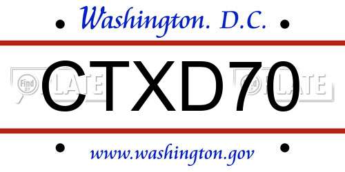 CTXD70 District Of Columbia License Plate