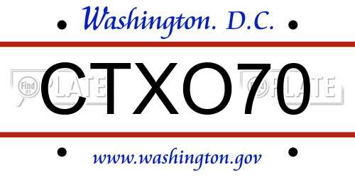 CTXO70 District Of Columbia License Plate
