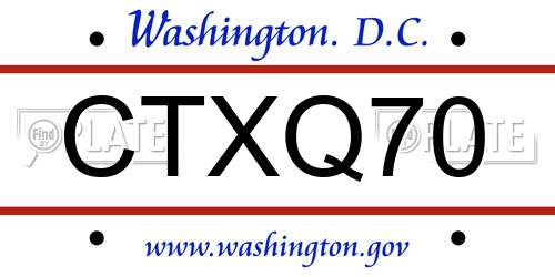 CTXQ70 District Of Columbia License Plate