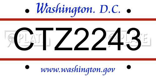 CTZ2243 District Of Columbia License Plate