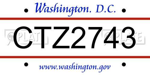 CTZ2743 District Of Columbia License Plate