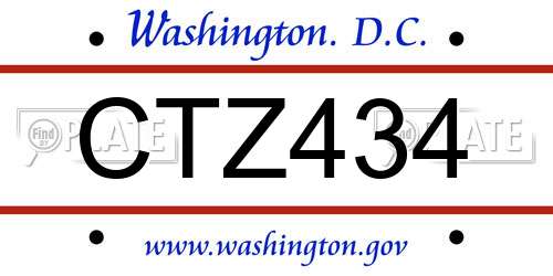 CTZ434 District Of Columbia License Plate