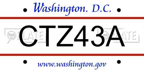CTZ43A District Of Columbia License Plate