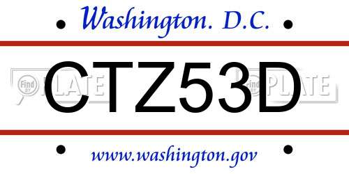 CTZ53D District Of Columbia License Plate