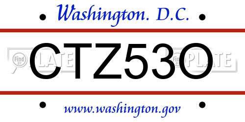 CTZ53O District Of Columbia License Plate