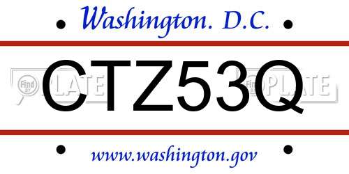 CTZ53Q District Of Columbia License Plate
