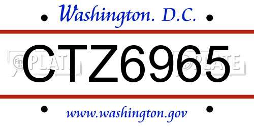 CTZ6965 District Of Columbia License Plate