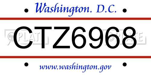 CTZ6968 District Of Columbia License Plate