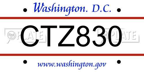 CTZ830 District Of Columbia License Plate