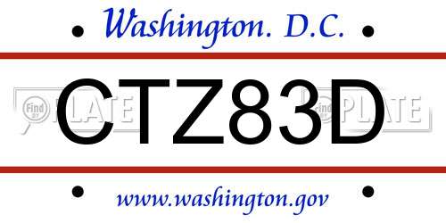 CTZ83D District Of Columbia License Plate