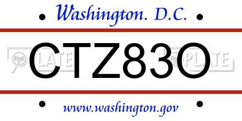 CTZ83O District Of Columbia License Plate
