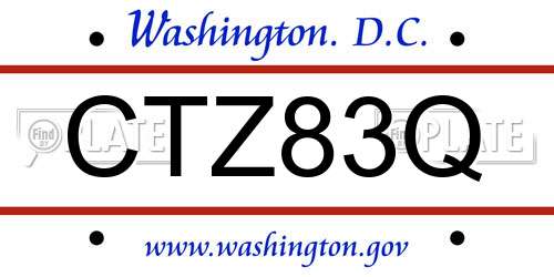 CTZ83Q District Of Columbia License Plate